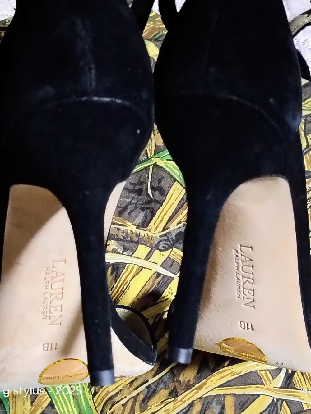 😲🔥 LAUREN RALPH LAUREN-  Black Suede Ankle-Strap Stiletto ( NWOT,& NO BOX 💯 ) - Picture 2 of 10